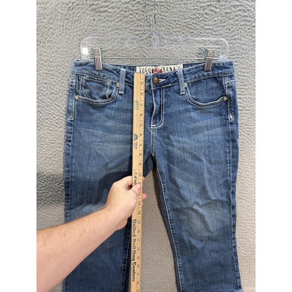 Vigoss Jeans Womens 9/10 Blue Capri Thick Stitch Distressed Rockabilly Biker - Picture 5 of 10